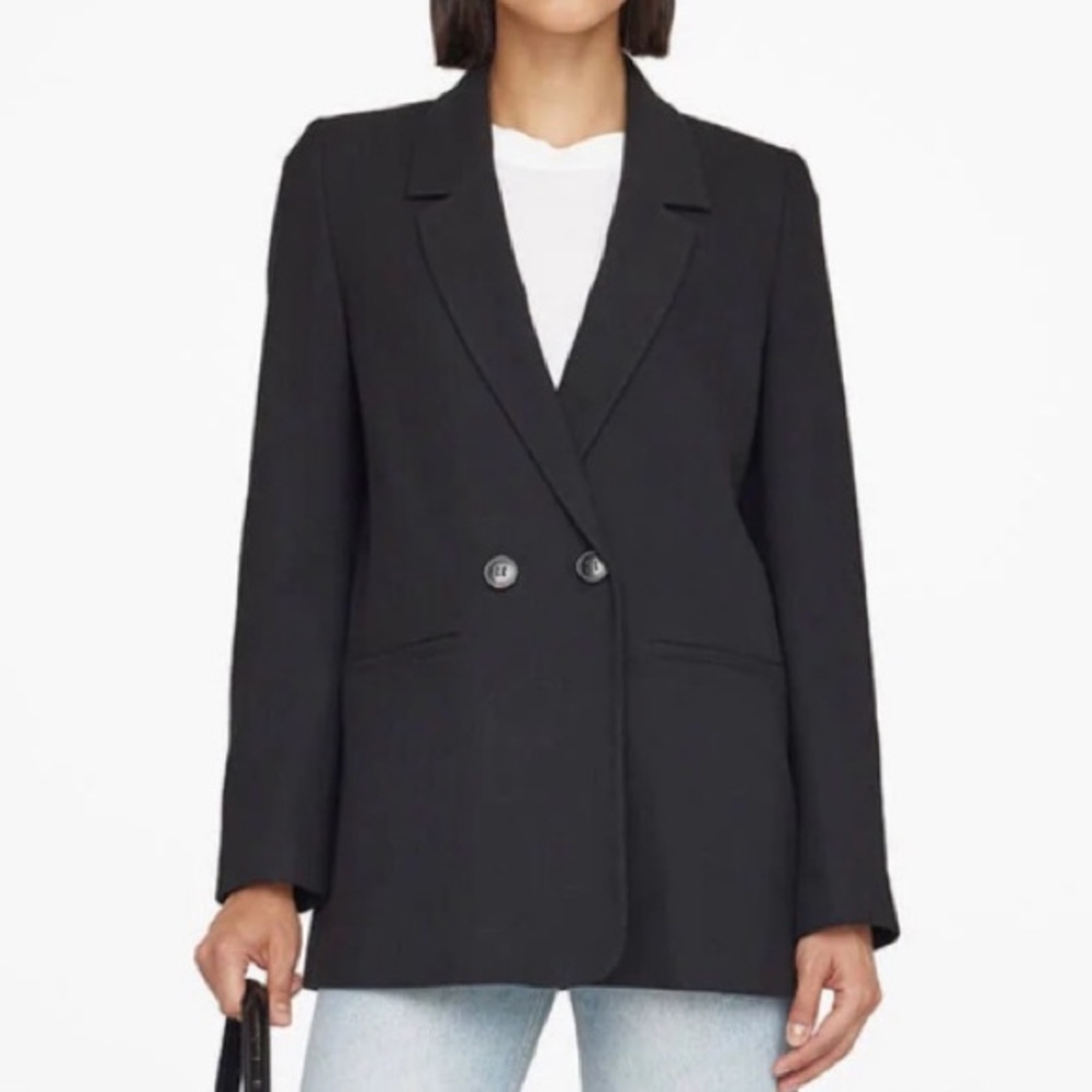Anine Bing Black Tailored Double-Breasted Blazer